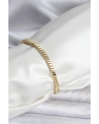 14K Gold Renk Kaplama Kare Zincir Model CM Kadın Bileklik