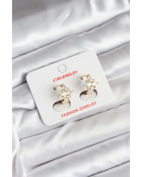 14K Gold Renk Kaplama Kutup Yıldız Zirkon Taşlı CM Kadın Küpe