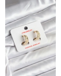 14K Gold Renk Kaplama Lazer Halka CM Kadın Küpe