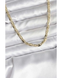 14K Gold Renk Kaplama Plaka Ezme Model Zincirli CM Kadın Kolye