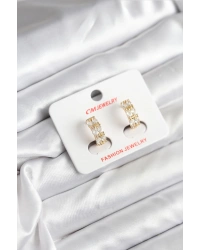 14K Gold Renk Kaplama Zirkon Taşlı CM Kadın Küpe