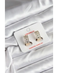 14K Gold Renk Kaplama Zirkon Taşlı CM Kadın Küpe