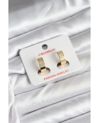 14K Gold Renk Kaplama Zirkon Taşlı Halka CM Kadın Küpe