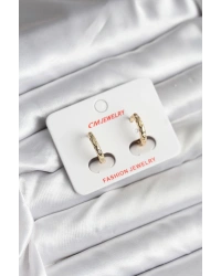 14K Gold Renk Kaplama Zirkon Taşlı Halka Model CM Kadın Küpe