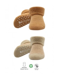 2Li Çemberli Kaymaz Havlu Soket Çorap 10503 Bej-Hardal