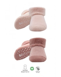 2Li Çemberli Kaymaz Havlu Soket Çorap 10503 Pudra Pembe