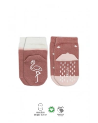 2Li Hayvan Figür Kaymaz Kız Soket Çorap 10120 Pudra