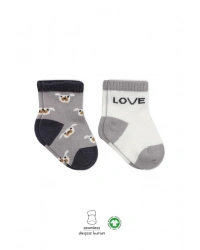 2Li Love Dog Penye Soket Çorap 10118 Gri