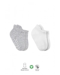 2Li Sneakers Kaymaz Basic Penye Çorap 20103 Gri Beyaz