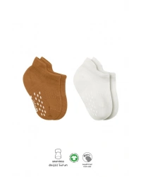 2Li Sneakers Kaymaz Colours Penye Çorap 20104 Ekru Hardal