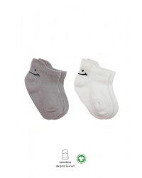 2Li Sneakers Smile Penye Çorap 20106 Gri Ekru
