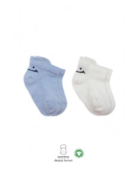 2Li Sneakers Smile Penye Çorap 20106 Mavi Ekru