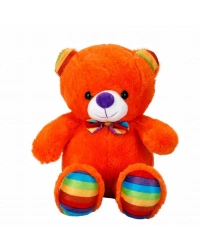 2962 Oturan Kurdeleli Renkli Peluş Ayı 30 cm -