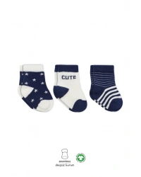 3Lü Penye Cute Stars Soket Çorap BS10115 Lacivert