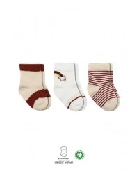 3Lü Penye Rainbow Soket Çorap BS10113 Kiremit