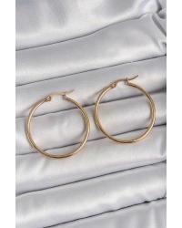316 Çelik Gold Renk 33 mm Kadın Halka Model Kadın Küpe