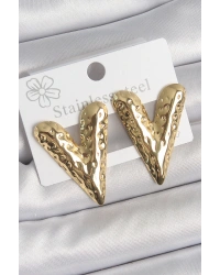 316 Çelik Gold Renk İşlemeli Kalp Model Kadın Küpe