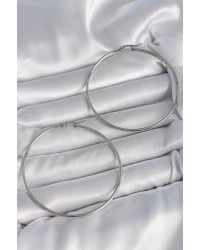 316 Çelik Gümüş Renk 63 mm Halka Model Kadın Küpe