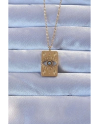 316L Altın Renk İşlemeli Nazarlı Vintage Kolye