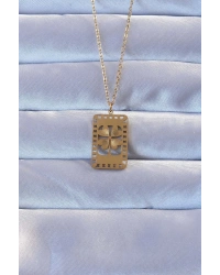 316L Altın Renk İşlemeli Yonca Model Vintage Kolye