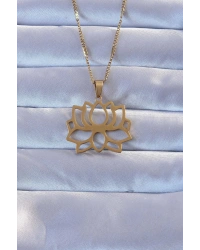 316L Altın Renk Lotus Kolye