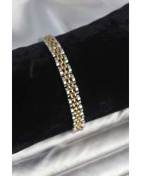 316L Çelik 7 mm Kalınlıkta Gold ve Gümüş Renkli Erkek Bileklik