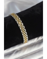 316L Çelik 9 mm Kalınlıkta Gold ve Gümüş Renkli Erkek Bileklik