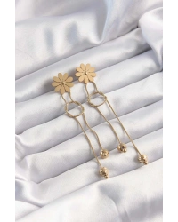 316L Çelik Altın Renk Sallantılı Düğüm Model Papatya Küpe