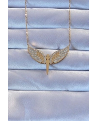 316L Çelik Altın Renk Zirkon Taşlı Mikail Kolye