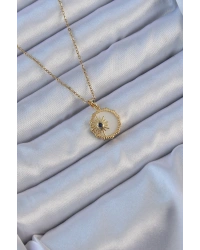 316L Çelik Altın Renk Zirkon Taşlı Mineli Kutup Yıldızı Kolye