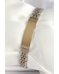 316L Çelik Gold Gümüş Renk Kalın Zincir Künye Model Erkek Bileklik