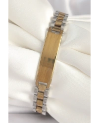 316L Çelik Gold Gümüş Renk Zincir Künye Model Erkek Bileklik