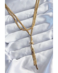 316L Çelik Gold Renk 2li İtalyan Zincir Asansör Model Sallantı Detay Kadın Kolye