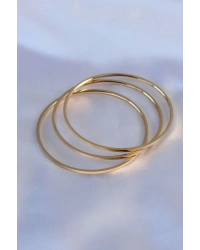 316L Çelik Gold Renk 3lü Ajda Model Kadın 60 mm Bilezik