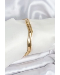 316L Çelik Gold Renk 65 mm Ajda Zikzak Model 3lü Kadın Bileklik