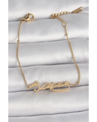 316L Çelik Gold Renk Atatürk İmza Model Kadın Bileklik