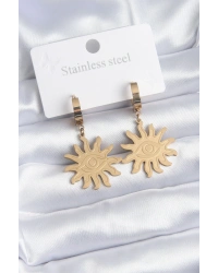 316L Çelik Gold Renk Güneş Model Göz İşleme Kadın Küpe