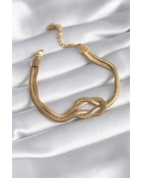 316L Çelik Gold Renk İtalyan Zincir Düğüm Model Kadın Bileklik