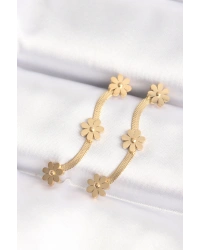 316L Çelik Gold Renk İtalyan Zincir Papatya Küpe