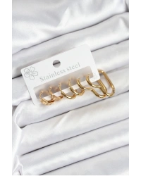 316L Çelik Gold Renk Kadın Küpe Seti