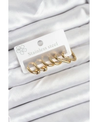 316L Çelik Gold Renk Kadın Küpe Seti