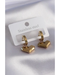 316L Çelik Gold Renk Kalp Model Kadın Küpe