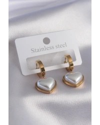 316L Çelik Gold Renk Kalp Model Kadın Küpe