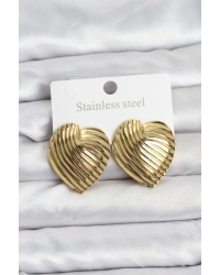 316L Çelik Gold Renk Kalp Model Kadın Küpe