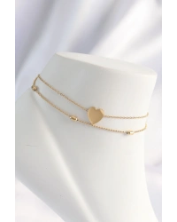 316L Çelik Gold Renk Kalp Tasarımlı 2li Halhal