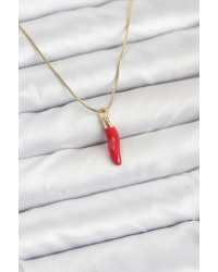 316L Çelik Gold Renk Kapya Kırmızı Biber Model Kadın Kolye