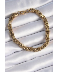 316L Çelik Gold Renk Kral Zincir Model Erkek Bileklik