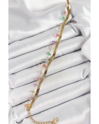 316L Çelik Gold Renk Kristal Karışık Renkli Taşlı Kadın Bileklik