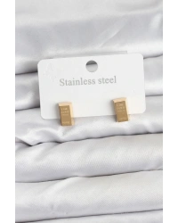 316L Çelik Gold Renk Külçe Altın Model Kadın Küpe