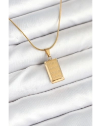 316L Çelik Gold Renk Külçe Altın Model Kolye